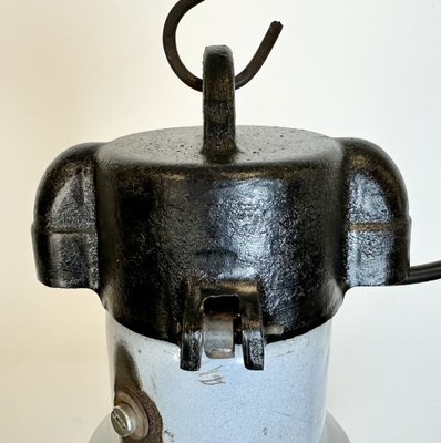 Large Industrial Grey Enamel Factory Lamp, 1950s-CGF-1731828