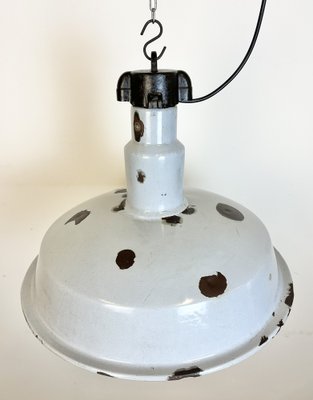 Large Industrial Grey Enamel Factory Lamp, 1950s-CGF-1731828