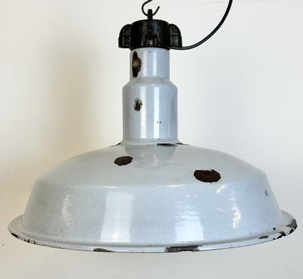 Large Industrial Grey Enamel Factory Lamp, 1950s-CGF-1731828