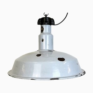 Large Industrial Grey Enamel Factory Lamp, 1950s-CGF-1731828