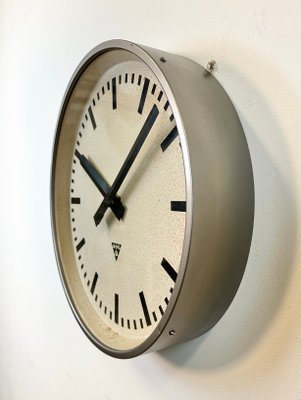 Large Industrial Grey Wall Clock from Pragotron, 1960s-CGF-1423041