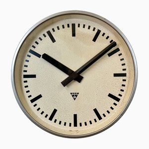 Large Industrial Grey Wall Clock from Pragotron, 1960s-CGF-1423041