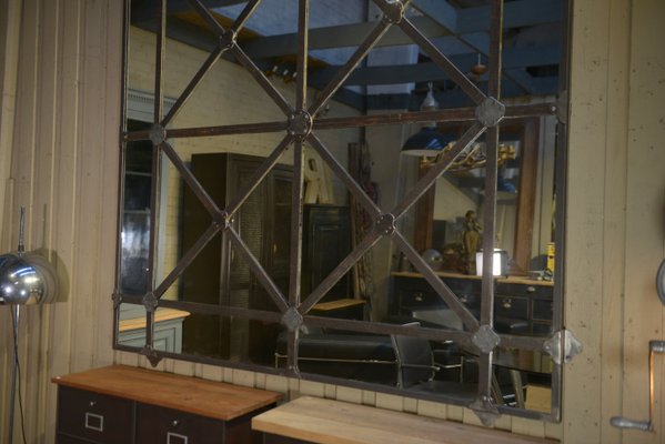 Large Industrial Mirror in Riveted Metal, 1930s-NEN-2041861