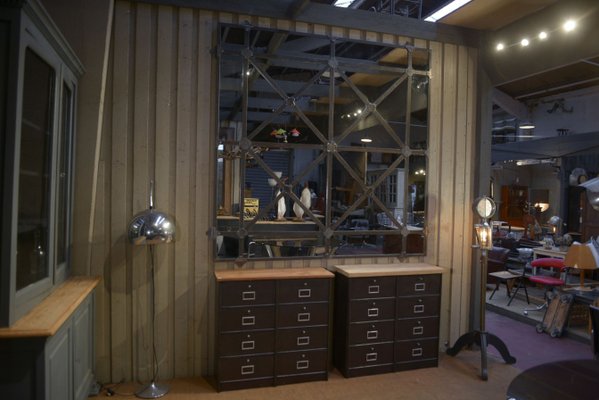 Large Industrial Mirror in Riveted Metal, 1930s-NEN-2041861