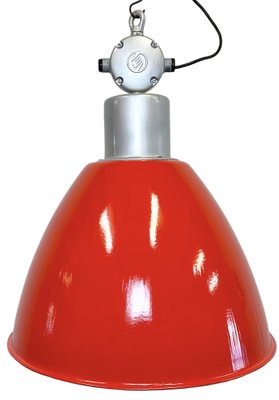 Large Industrial Red Painted Factory Lamp from Elektrosvit, 1960s-CGF-1747354