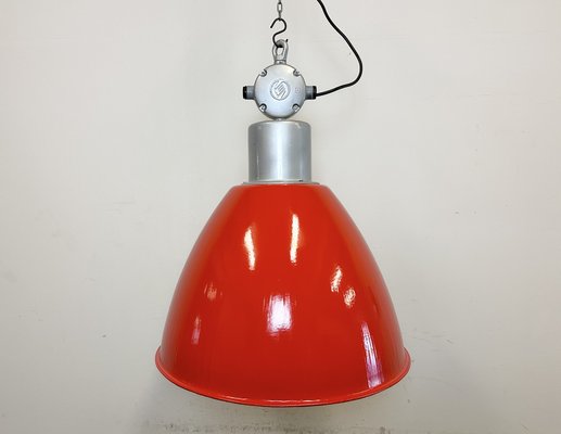 Large Industrial Red Painted Factory Lamp from Elektrosvit, 1960s-CGF-1747354