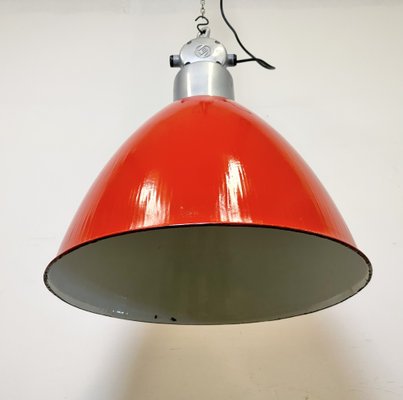 Large Industrial Red Painted Factory Lamp from Elektrosvit, 1960s-CGF-1747354