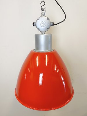 Large Industrial Red Painted Factory Lamp from Elektrosvit, 1960s-CGF-1747354