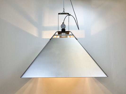 Large Industrial Silver Ceiling Lamp, 1970s-CGF-669873