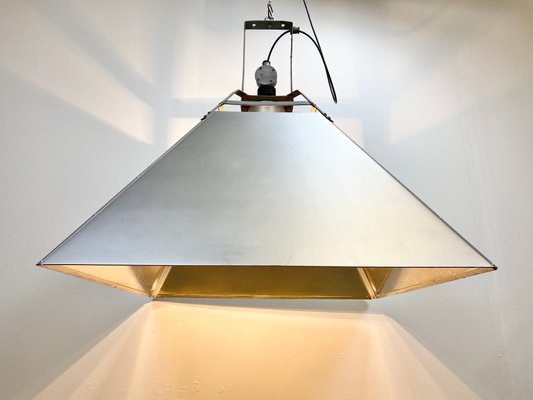 Large Industrial Silver Ceiling Lamp, 1970s-CGF-669873