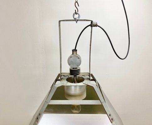 Large Industrial Silver Ceiling Lamp, 1970s-CGF-669873