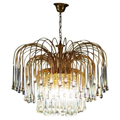 Large Iridescent Murano Glass Drops Chandelier in the Style of Venini, 1970s-MBH-1419163