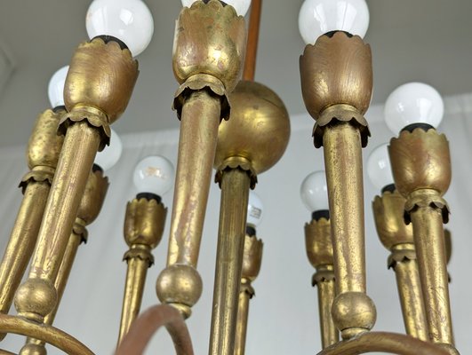 Large Italian 20-Light Brass Chandelier, 1940s-RD-2027015