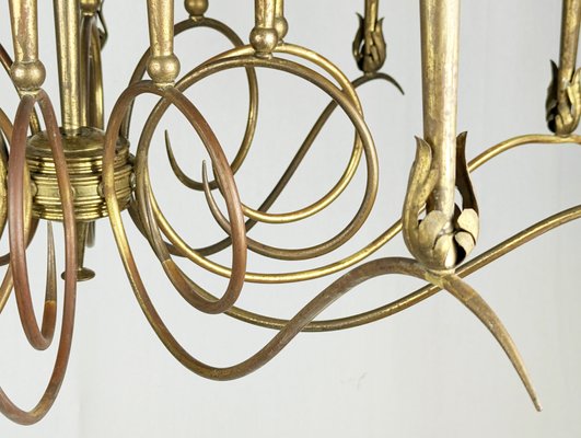 Large Italian 20-Light Brass Chandelier, 1940s-RD-2027015