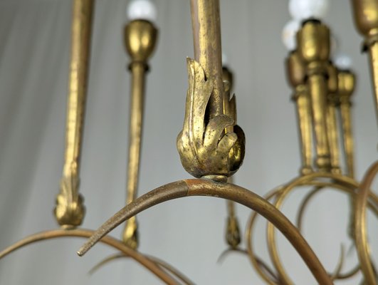 Large Italian 20-Light Brass Chandelier, 1940s-RD-2027015