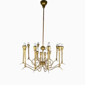 Large Italian 20-Light Brass Chandelier, 1940s-RD-2027015