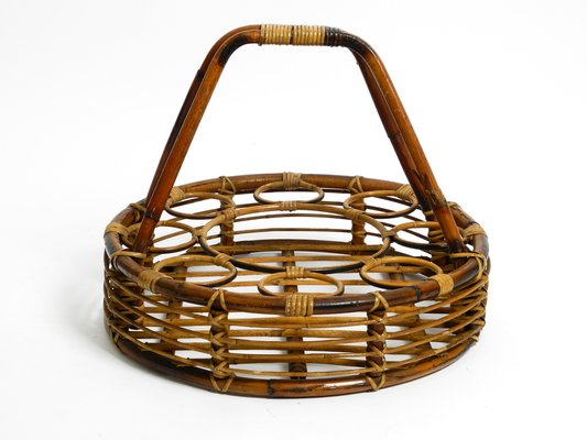 Large Italian Bamboo Bottle Carrier and Stand-RR-1292899