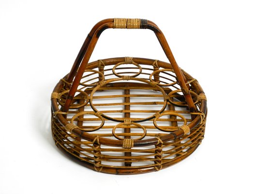 Large Italian Bamboo Bottle Carrier and Stand-RR-1292899