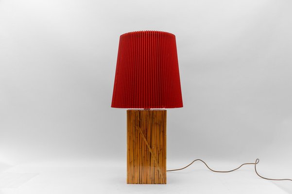 Large Italian Bamboo Resin Table Lamp by Riccardo Marzi, 1970s-KQB-1814380