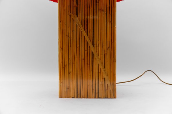 Large Italian Bamboo Resin Table Lamp by Riccardo Marzi, 1970s-KQB-1814380