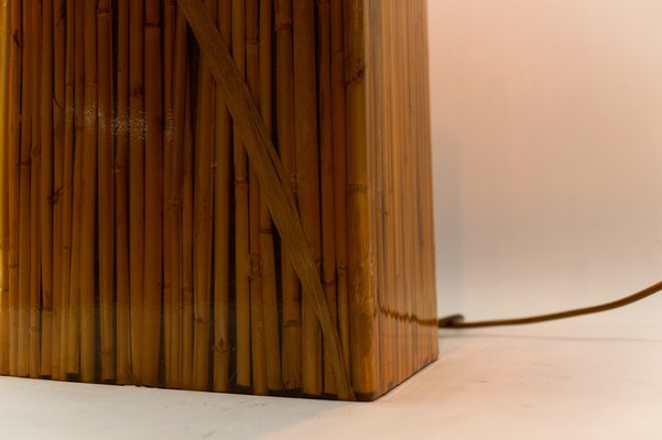 Large Italian Bamboo Resin Table Lamp by Riccardo Marzi, 1970s-KQB-1814380