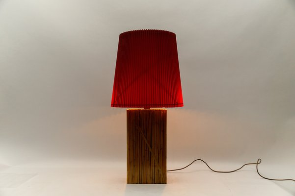 Large Italian Bamboo Resin Table Lamp by Riccardo Marzi, 1970s-KQB-1814380