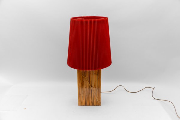 Large Italian Bamboo Resin Table Lamp by Riccardo Marzi, 1970s-KQB-1814380