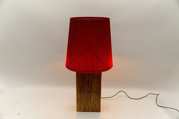 Large Italian Bamboo Resin Table Lamp by Riccardo Marzi, 1970s-KQB-1814380