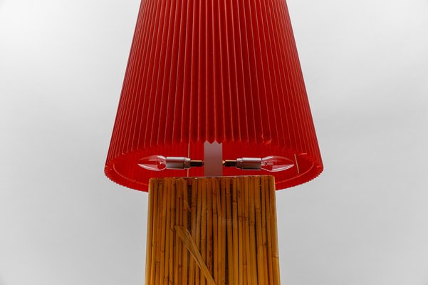 Large Italian Bamboo Resin Table Lamp by Riccardo Marzi, 1970s-KQB-1814380