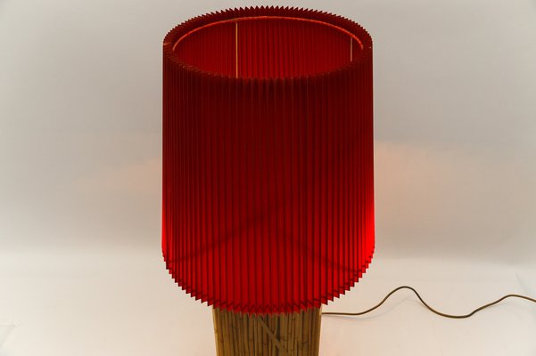 Large Italian Bamboo Resin Table Lamp by Riccardo Marzi, 1970s-KQB-1814380