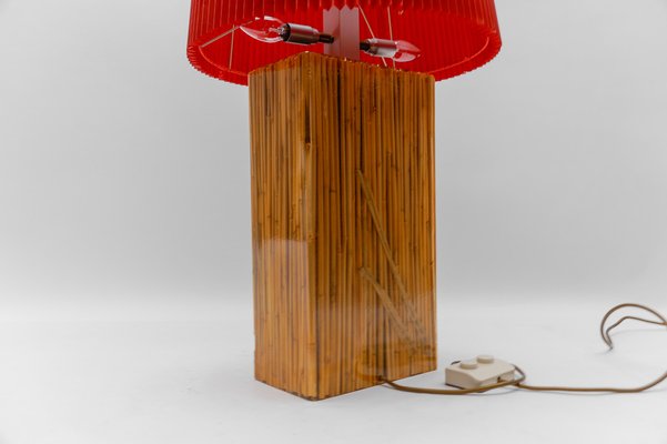 Large Italian Bamboo Resin Table Lamp by Riccardo Marzi, 1970s-KQB-1814380