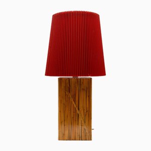 Large Italian Bamboo Resin Table Lamp by Riccardo Marzi, 1970s-KQB-1814380