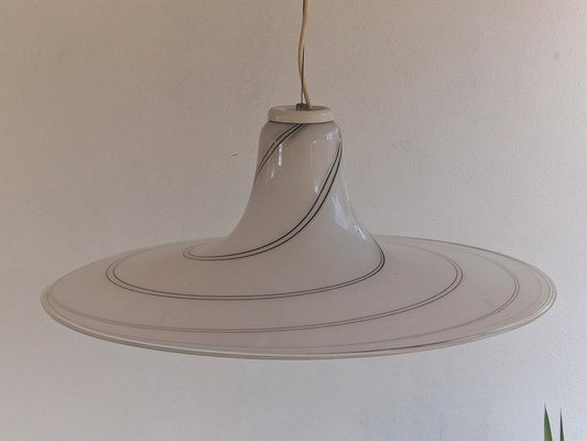 Large Italian Black & White Murano Swirl Ceiling Light, 1960s-HIT-1384535