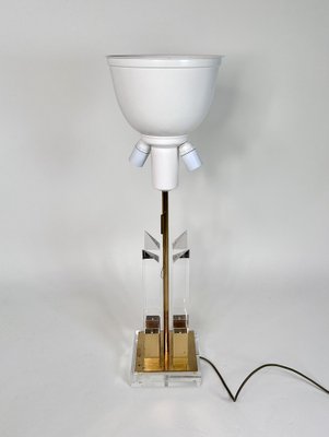 Large Italian Brass and Acrylic Glass Table Lamp with Integrated Light, 1970s-JP-1817968