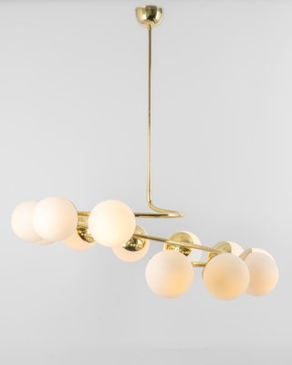 Large Italian Brass and Glass Chandelier in the Style of Stilnovo, 1960s-UGR-1410509