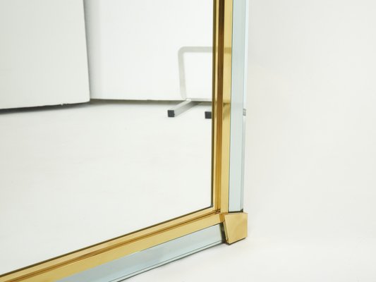 Large Italian Brass and Murano Glass Mirror in the Style of Fontana Arte, 1970s-YJA-1259308