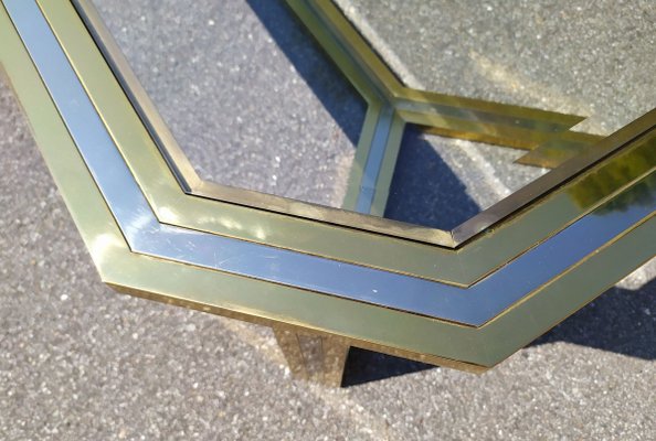 Large Italian Brass Coffee Table, 1970s-EI-903517