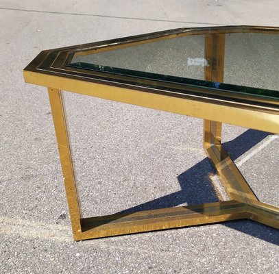 Large Italian Brass Coffee Table, 1970s-EI-903517