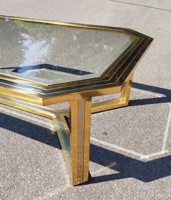 Large Italian Brass Coffee Table, 1970s-EI-903517