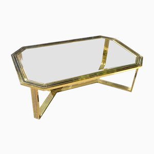 Large Italian Brass Coffee Table, 1970s-EI-903517