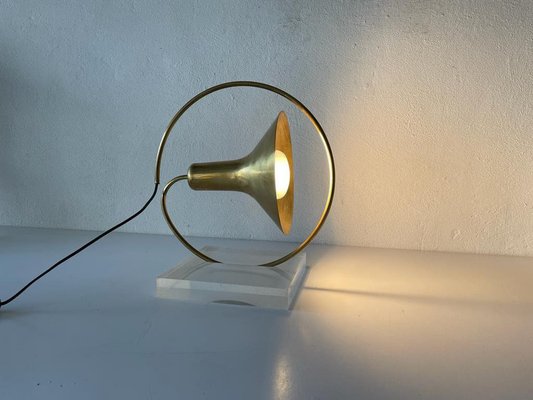 Large Italian Brass Trumpet Pendant Lamp, Italy, 1960s-RDS-1239922