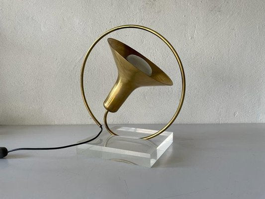 Large Italian Brass Trumpet Pendant Lamp, Italy, 1960s-RDS-1239922