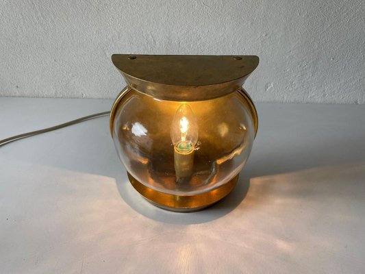 Large Italian Bronze & Rectangle Round Glass Ship Wall Lamp, 1950s-RDS-1147862