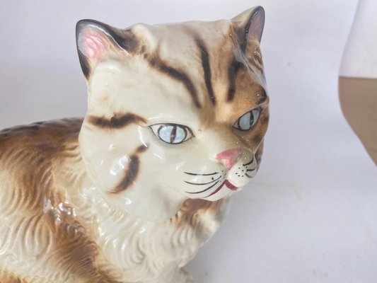 Large Italian Cat Figurine in Ceramic, 1970s-UR-1717316