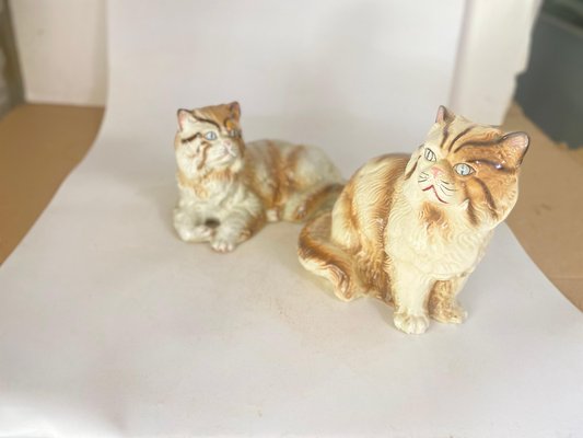 Large Italian Cat Figurines in Ceramic, 1970s, Set of 2-UR-1717315