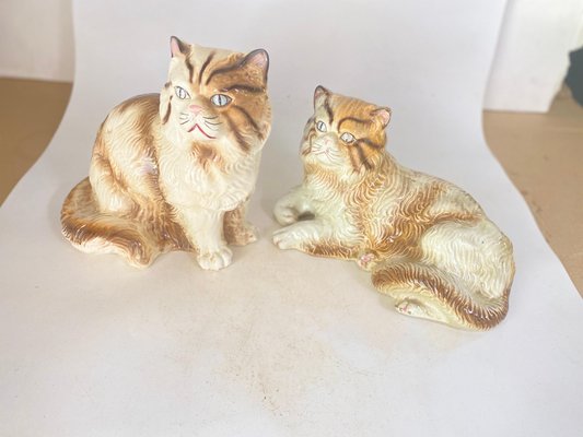 Large Italian Cat Figurines in Ceramic, 1970s, Set of 2-UR-1717315