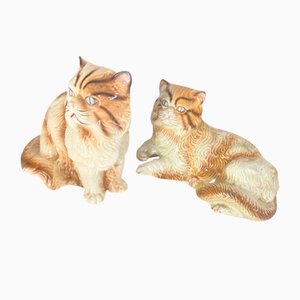 Large Italian Cat Figurines in Ceramic, 1970s, Set of 2-UR-1717315