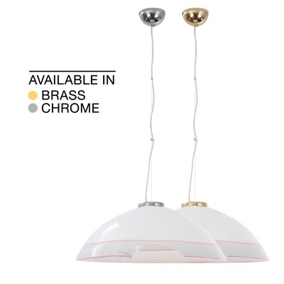 Large Italian Ceiling Lamp in White Murano Glass with Pink Gray Finishes, 1980s-MPO-1325994