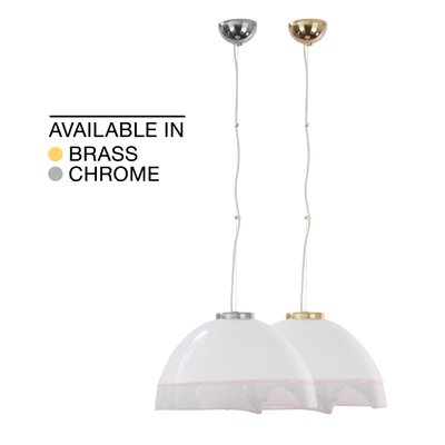 Large Italian Ceiling Lamp in White Murano Glass with Pink Gray Finishes, 1980s-MPO-1325992