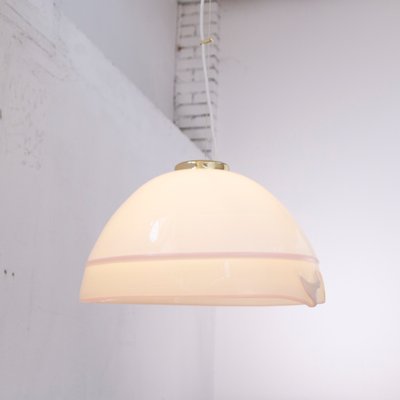 Large Italian Ceiling Lamp in White Murano Glass with Pink Gray Finishes, 1980s-MPO-1325992